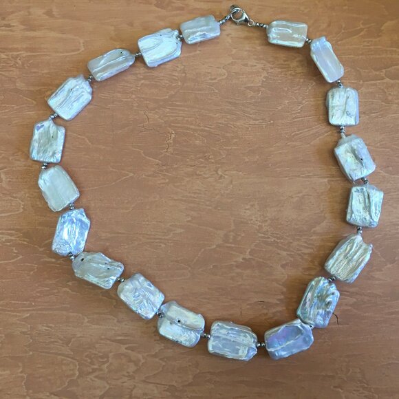 Retangular Freshwater Mabe Pearl Necklace